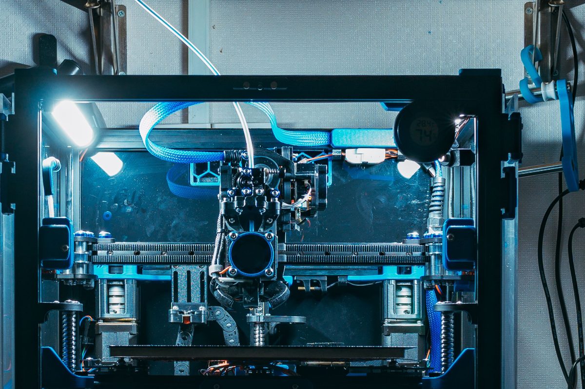 Cabezal de impresión con iluminación LED azul